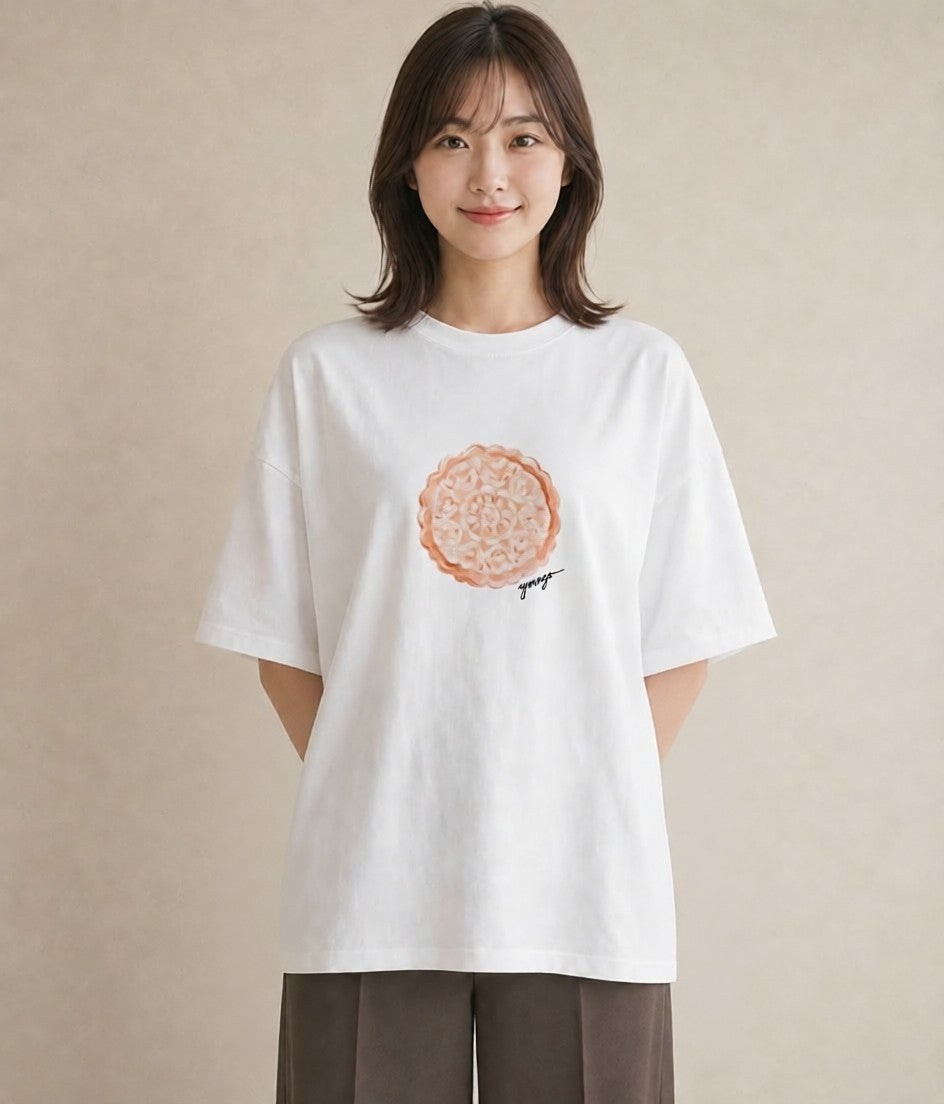 半袖Tシャツ レディース クロワッサン 食べ物 フード イラスト ラフ 母娘コーデ 自分用 白T YMAZO