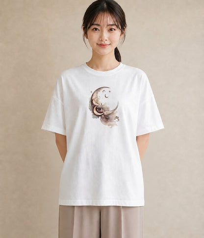 デザインTシャツ レディース 月 星空 宇宙 イラスト 可愛い 親子 20代 白T YMAZO