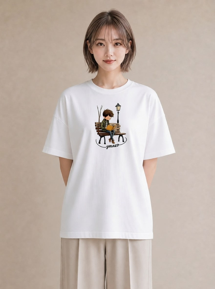 Tシャツ レディース 雨上がりのベンチ ベンチ ナチュラル アンティーク イラスト 旅行コーデ おしゃれギフト 社会人 白T YMAZO