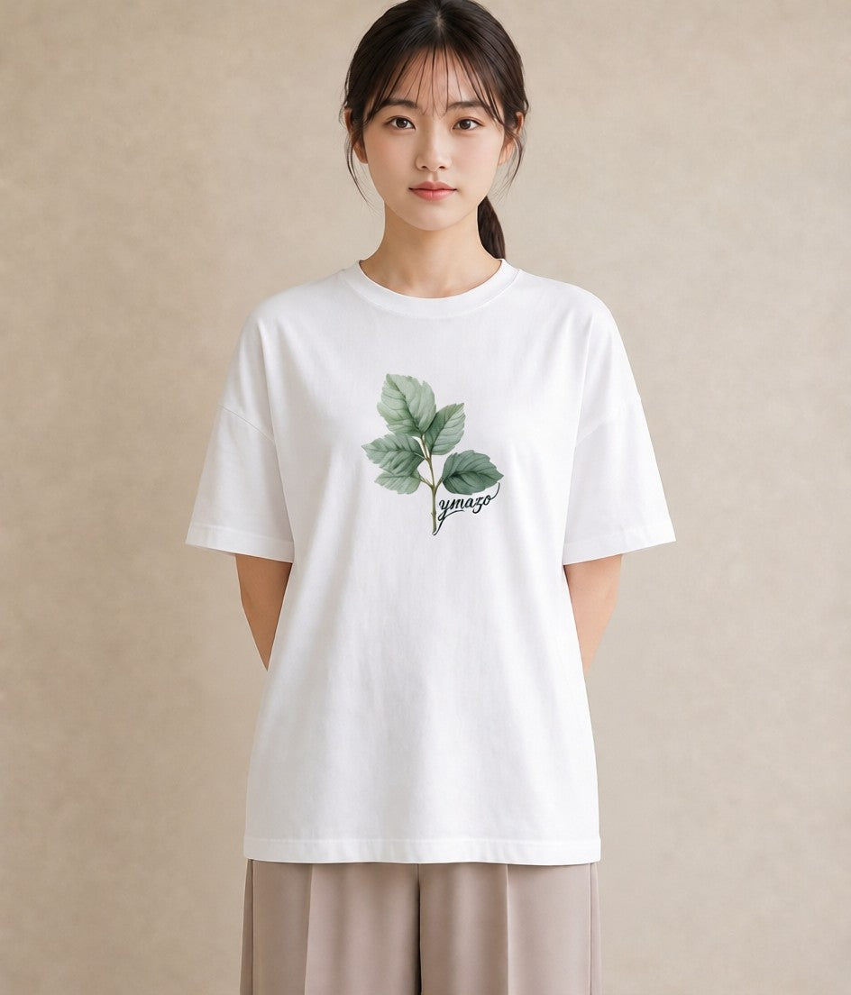 デザインTシャツ レディース 新緑 植物 ボタニカル イラスト ポップ 母娘コーデ 自分用 白T YMAZO