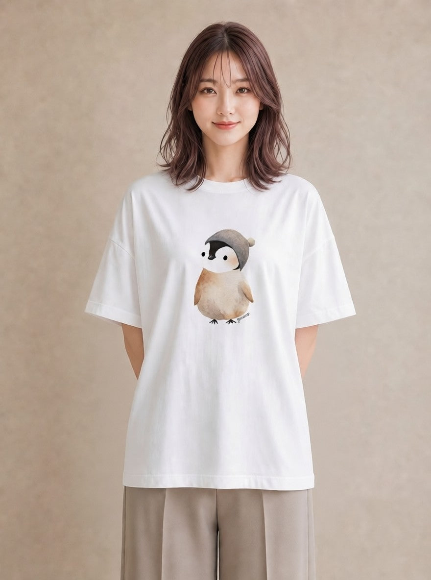 グラフィックTシャツ レディース ゴマフアザラシ 動物 アニマル イラスト 韓国風 女性向けギフト 散歩 白T YMAZO