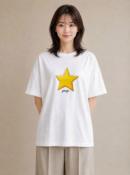 Tシャツ レディース 流れ星 星空 宇宙 イラスト 普段使い 自分用 ルームウェア 白T YMAZO