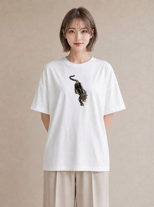 半袖Tシャツ レディース ベンガル 猫 ねこ イラスト カフェコーデ ペアコーデ 秋コーデ 白T YMAZO
