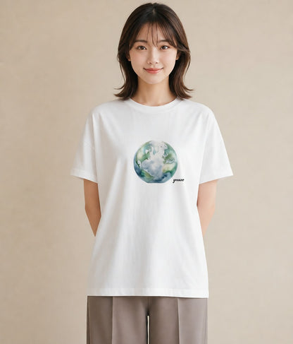 デザインTシャツ レディース プラネット 星空 宇宙 イラスト 北欧風 送別ギフト 通勤 白T YMAZO
