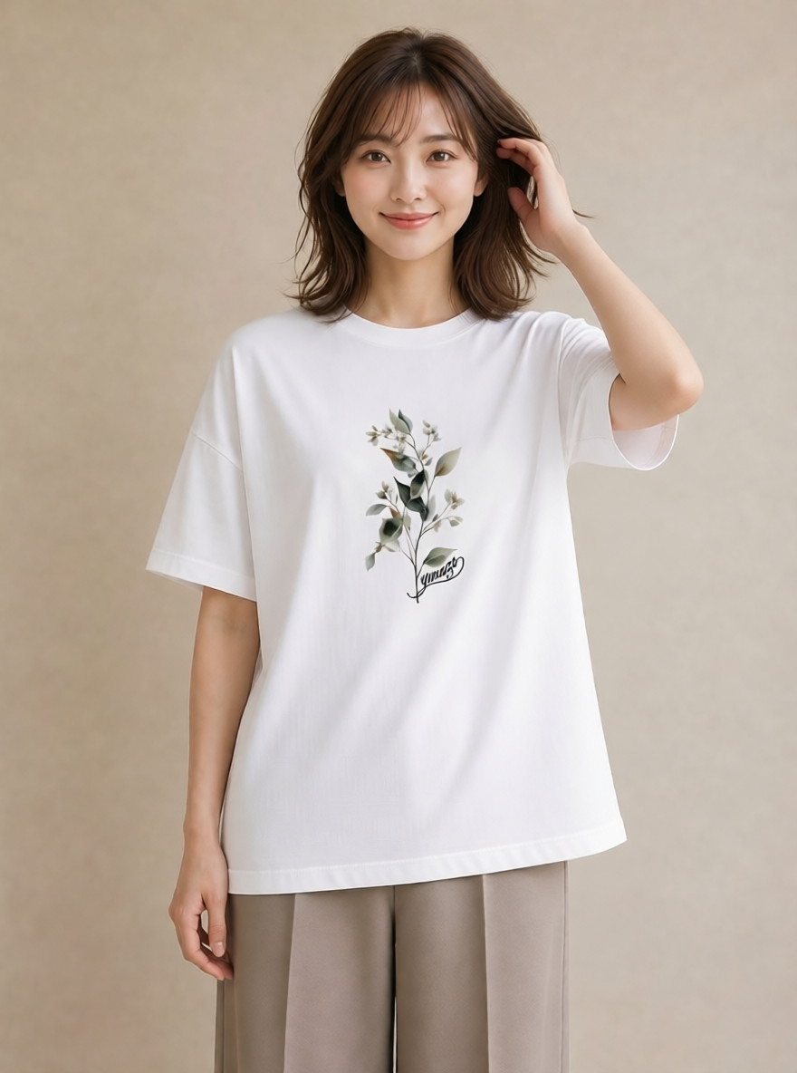 プリントTシャツ レディース すずらん 花 花柄 イラスト カジュアル 旅行 母娘コーデ 白T