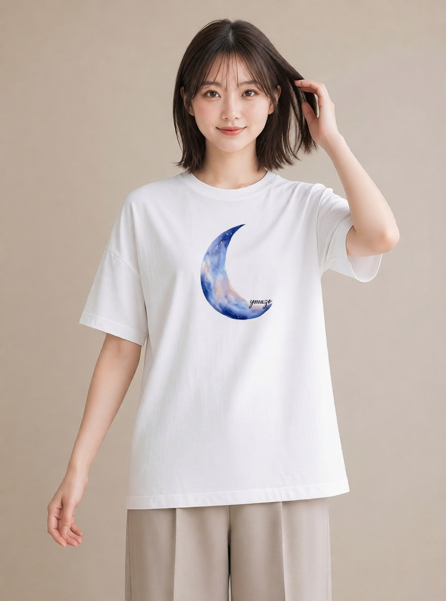 グラフィックTシャツ レディース 射手座 星空 宇宙 イラスト きれいめ 秋コーデ おしゃれギフト 白T YMAZO