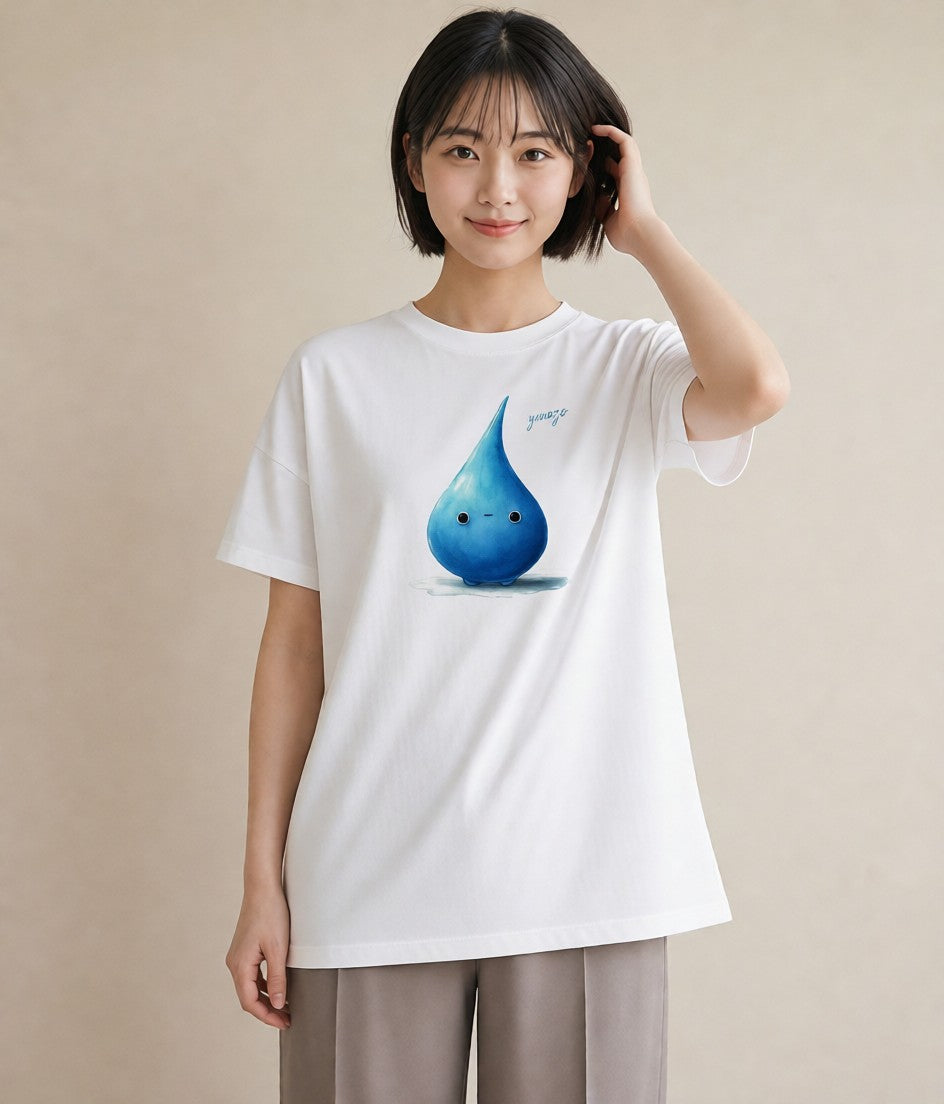 Tシャツ レディース 傘 水たまり 雨 ナチュラル アンティーク イラスト 休日コーデ カフェ巡り 女子会 白T YMAZO