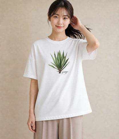 グラフィックTシャツ レディース 観葉植物 植物 ボタニカル イラスト 手描き風 誕生日プレゼント 綿100 白T YMAZO