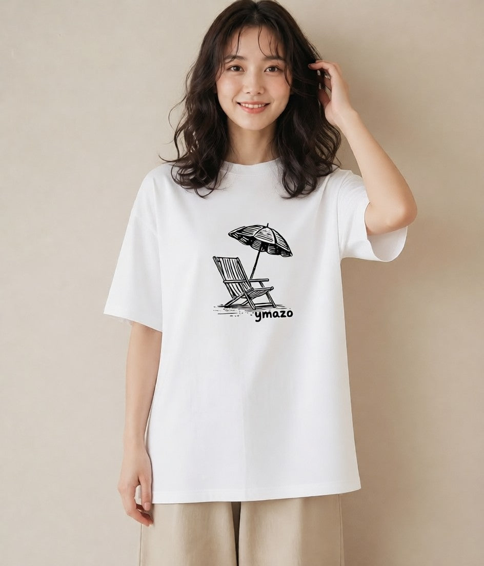 Tシャツ レディース 窓辺の椅子 窓辺 椅子 ナチュラル アンティーク イラスト ユニーク カフェ服 クリスマス 白T YMAZO