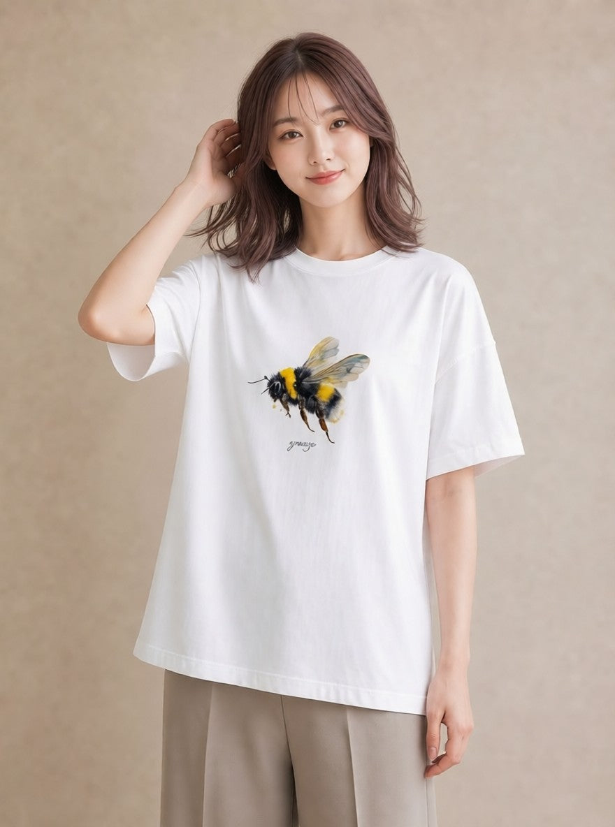 デザインTシャツ レディース ハニー 食べ物 フード イラスト こなれ感 誕生日プレゼント 綿100 白T YMAZO