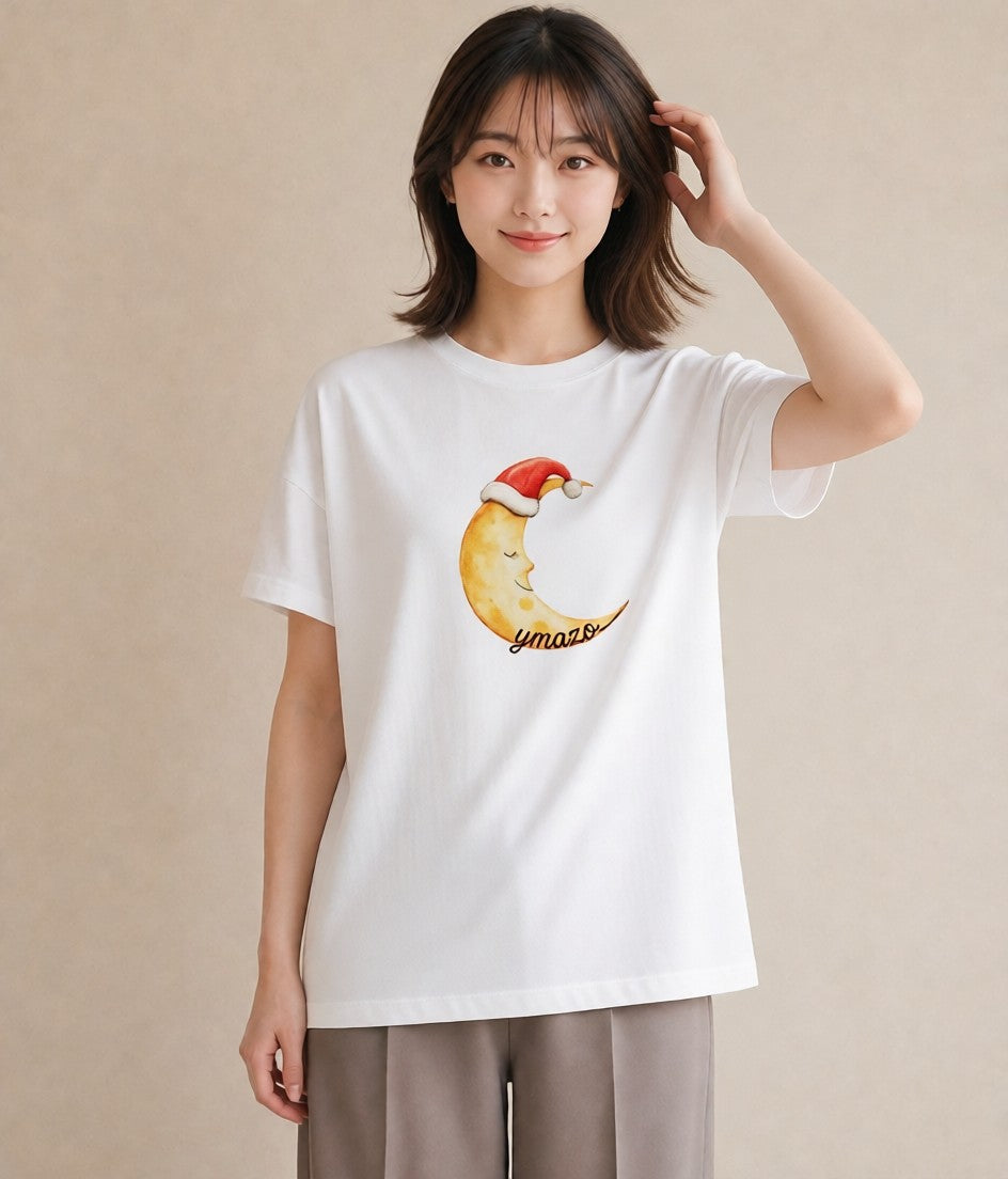 グラフィックTシャツ レディース 月 星空 宇宙 イラスト モード 誕生日プレゼント 綿100 白T YMAZO