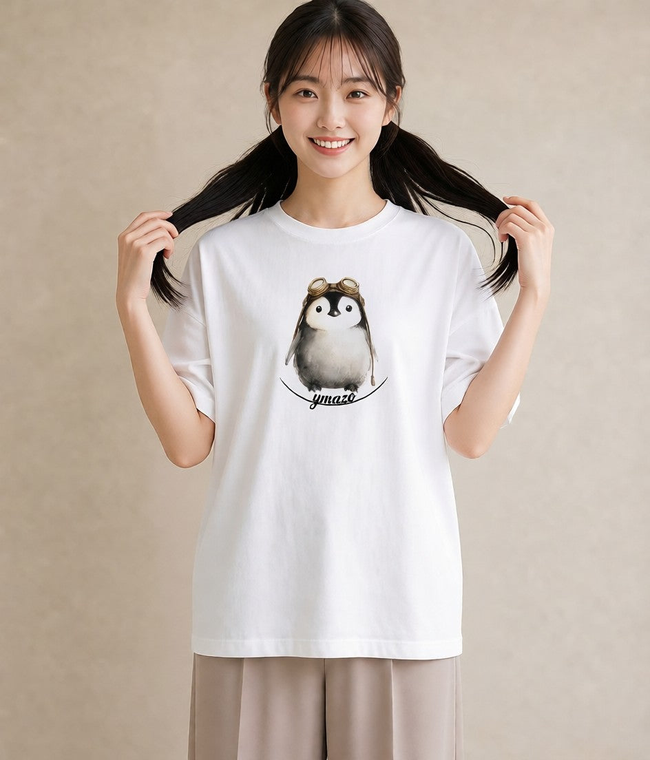 グラフィックTシャツ レディース ペンギン ぺんぎん 動物 アニマル イラスト きれいめカジュアル 秋コーデ おしゃれギフト 白T YMAZO