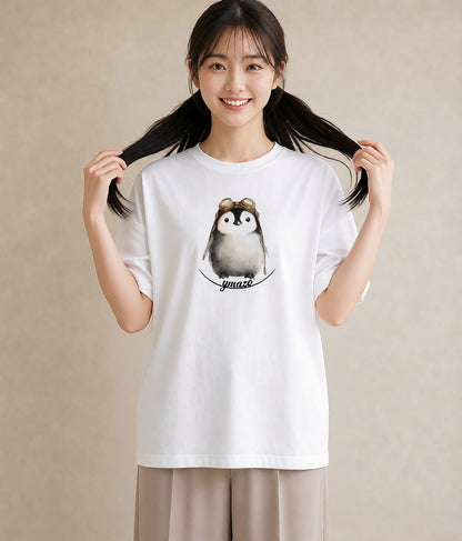 グラフィックTシャツ レディース ペンギン ぺんぎん 動物 アニマル イラスト きれいめカジュアル 秋コーデ おしゃれギフト 白T YMAZO