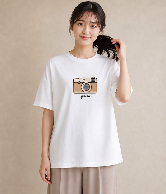 Tシャツ レディース カメラ フィルムカメラ レトロカメラ イラスト ゆるかわ 女性 旅行用 白T YMAZO