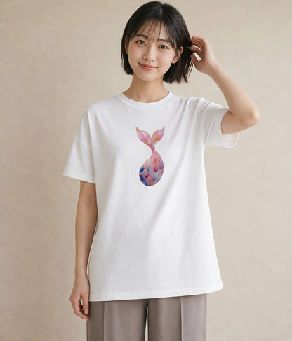 グラフィックTシャツ レディース 人魚 海の生き物 海 イラスト 淡色 夏コーデ 通学 白T YMAZO