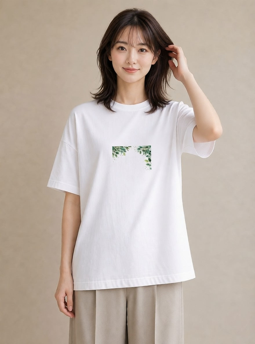 Tシャツ レディース ユーカリ 植物 ボタニカル イラスト 可愛い 友達ギフト 部屋着 白T YMAZO