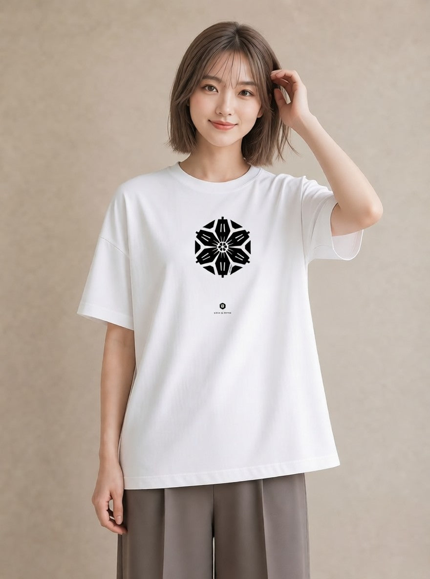 デザインTシャツ レディース 扇子 そよ風 ナチュラル アンティーク イラスト ボタニカル 普段着 週末コーデ 白T YMAZO