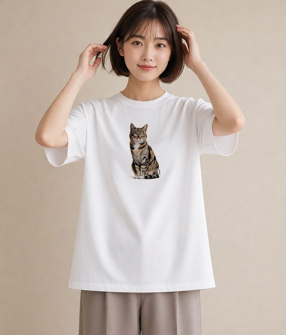 デザインTシャツ レディース ソマリ 猫 ねこ イラスト フェミニン 春コーデ 姉妹 白T YMAZO