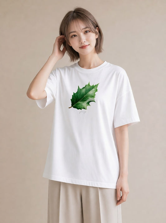 半袖Tシャツ レディース 葉っぱ 植物 ボタニカル イラスト ヴィンテージ風 通学 誕生日プレゼント 白T YMAZO
