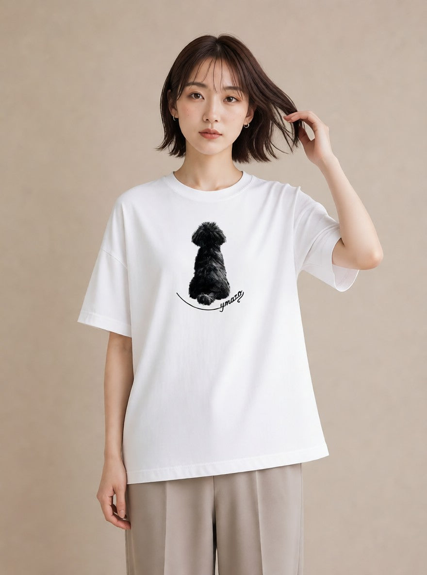 半袖Tシャツ レディース トイプードル プードル 犬 いぬ イラスト 週末コーデ 敬老の日 白T YMAZO