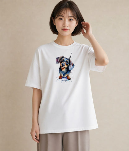 デザインTシャツ レディース いぬ 犬 ワンコ イラスト ニュアンス デート 帰省 白T YMAZO
