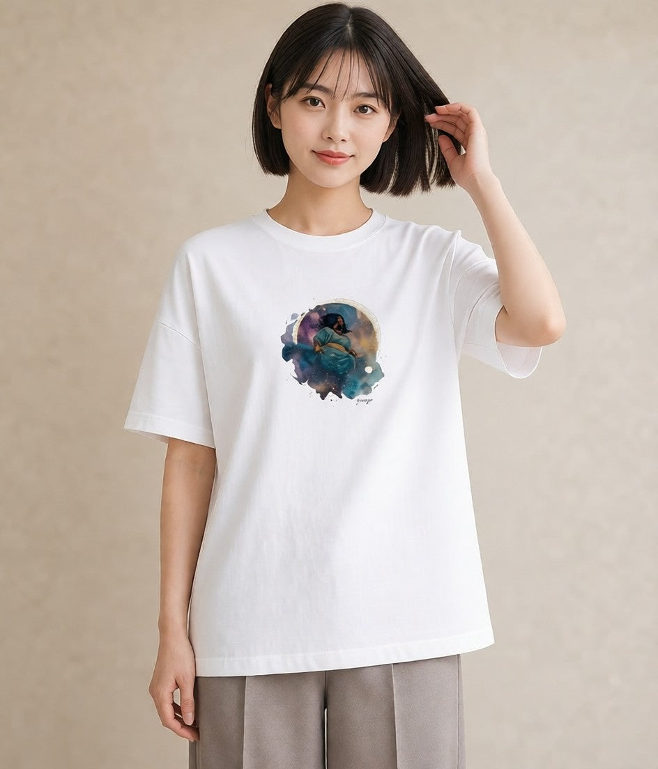 デザインTシャツ レディース 天秤座 星空 宇宙 イラスト ヴィンテージ風 20代 カジュアルコーデ 白T YMAZO