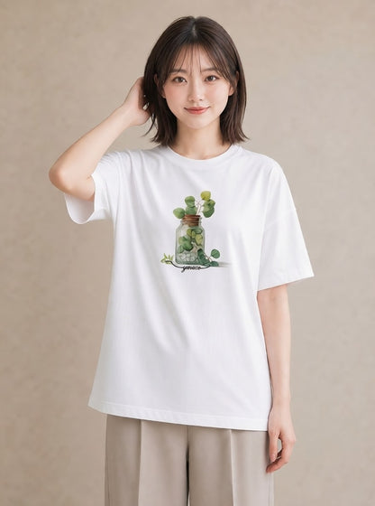 プリントTシャツ レディース ハーブ 植物 ボタニカル イラスト 可愛い 20代 カジュアルコーデ 白T YMAZO