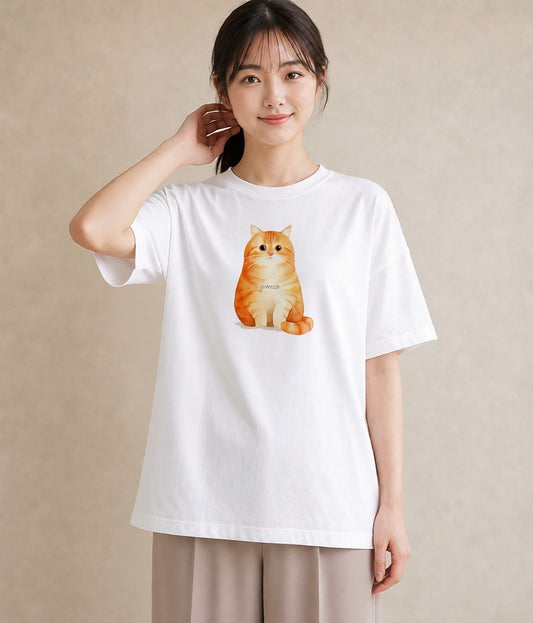 デザインTシャツ レディース マンチカン 猫 ねこ イラスト 韓国風 送別ギフト 通勤 白T YMAZO