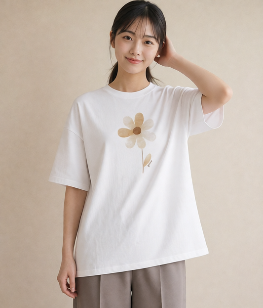 Tシャツ レディース たんぽぽ 花 花柄 イラスト ゆるかわ 通学 誕生日プレゼント 白T YMAZO