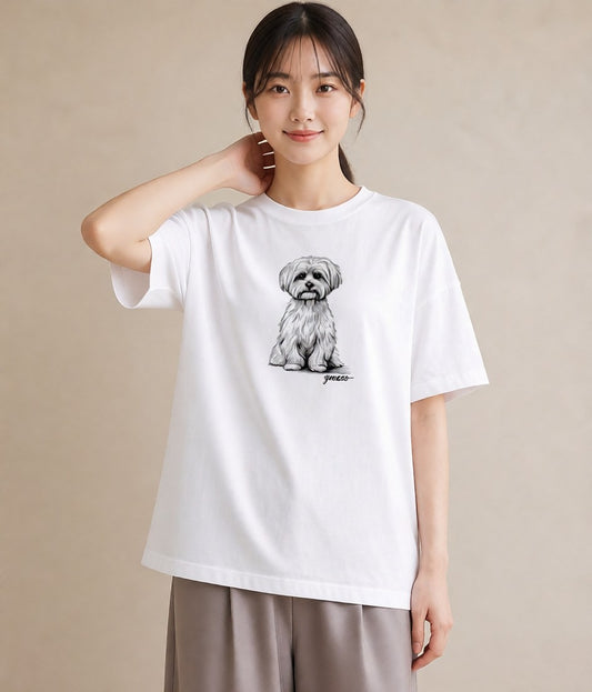 Tシャツ レディース マルチーズ 犬 いぬ イラスト 上品 ギフト 母の日 白T