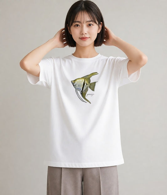 半袖Tシャツ レディース グッピー ペット 動物 イラスト 北欧風 ミセス 春コーデ 白T YMAZO