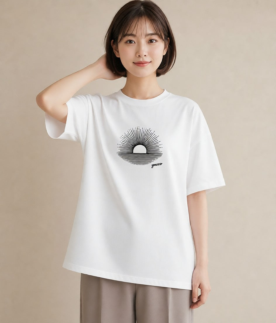 デザインTシャツ レディース 海 リゾート 夏 イラスト シック 母娘コーデ 自分用 白T YMAZO