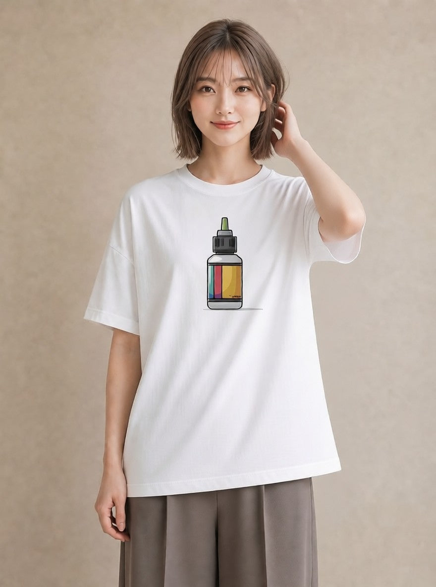 プリントTシャツ レディース ミルク 食べ物 フード イラスト ナチュラル 買い物 夏コーデ 白T YMAZO