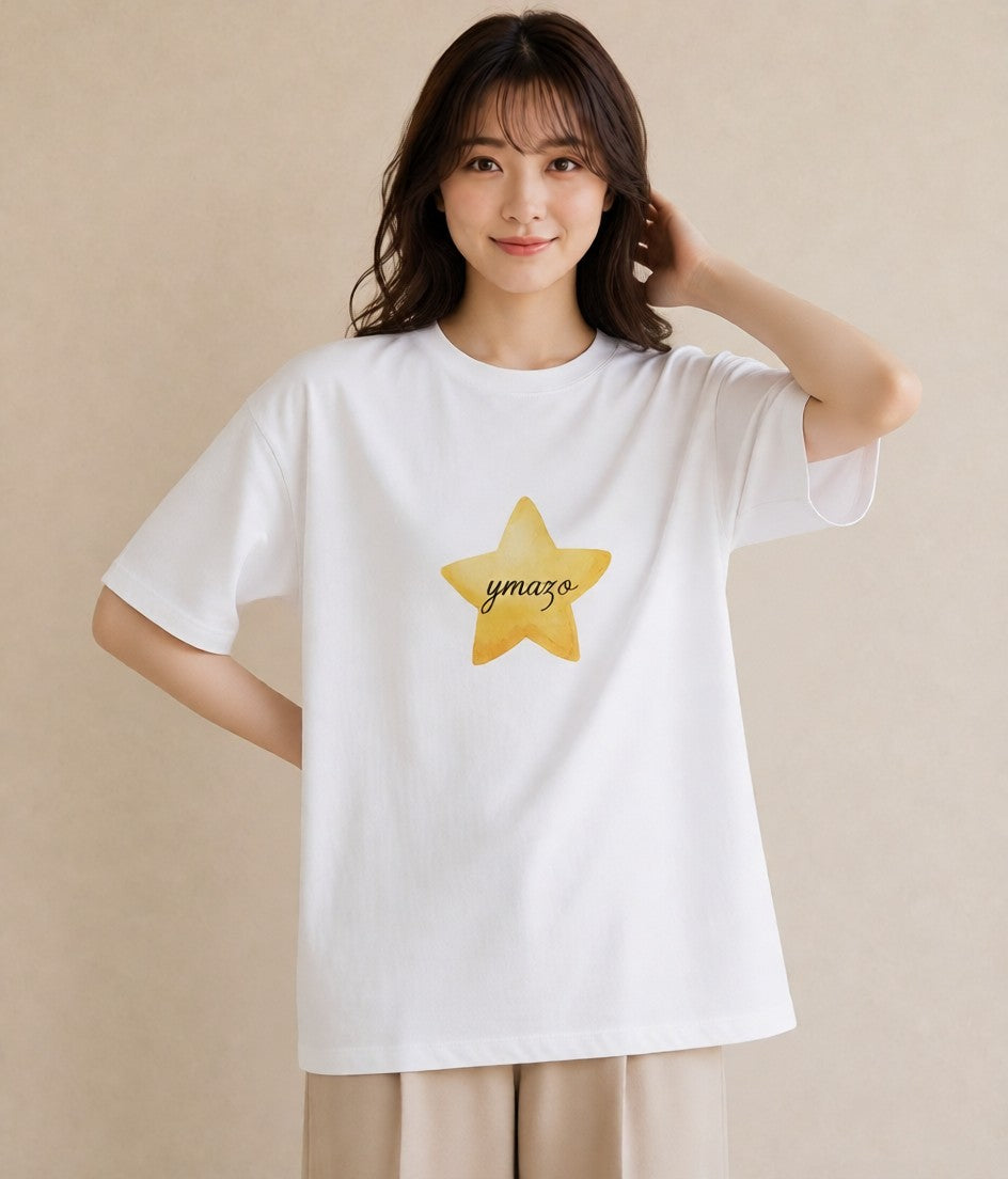 半袖Tシャツ レディース ヒトデ 海の生き物 海 イラスト きれいめカジュアル ミセス 春コーデ 白T YMAZO