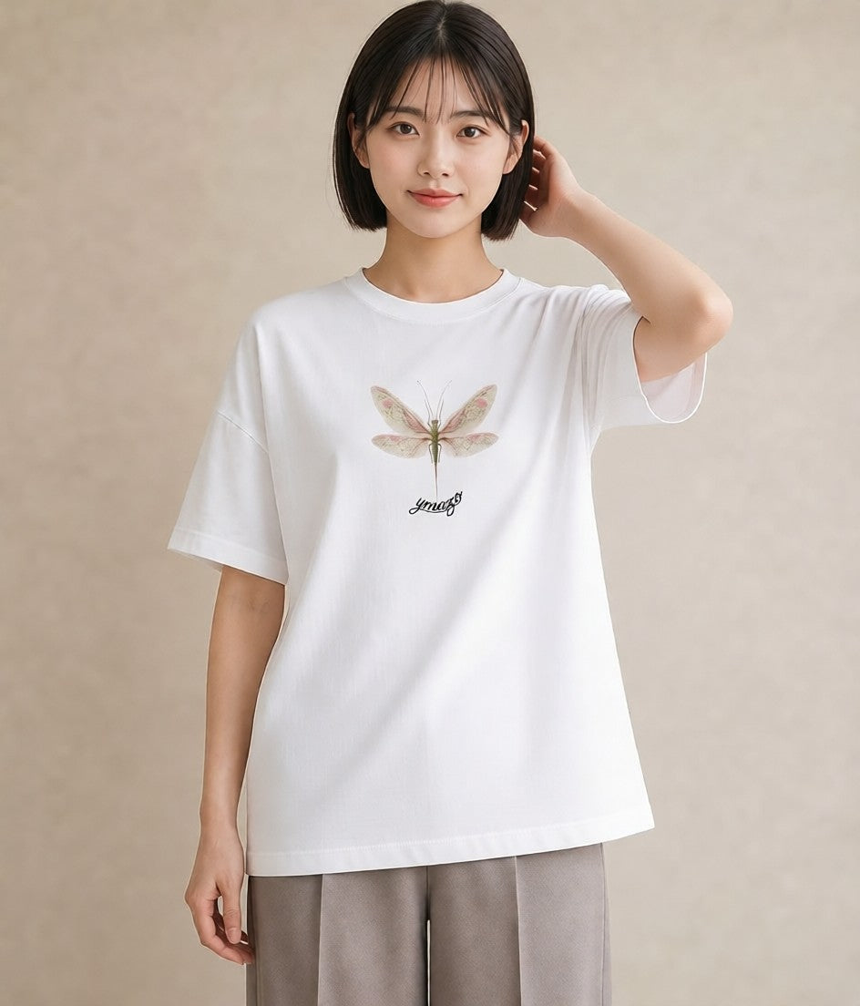 半袖Tシャツ レディース とんぼ 昆虫 虫 イラスト 旅行コーデ ギフト 母の日 白T YMAZO
