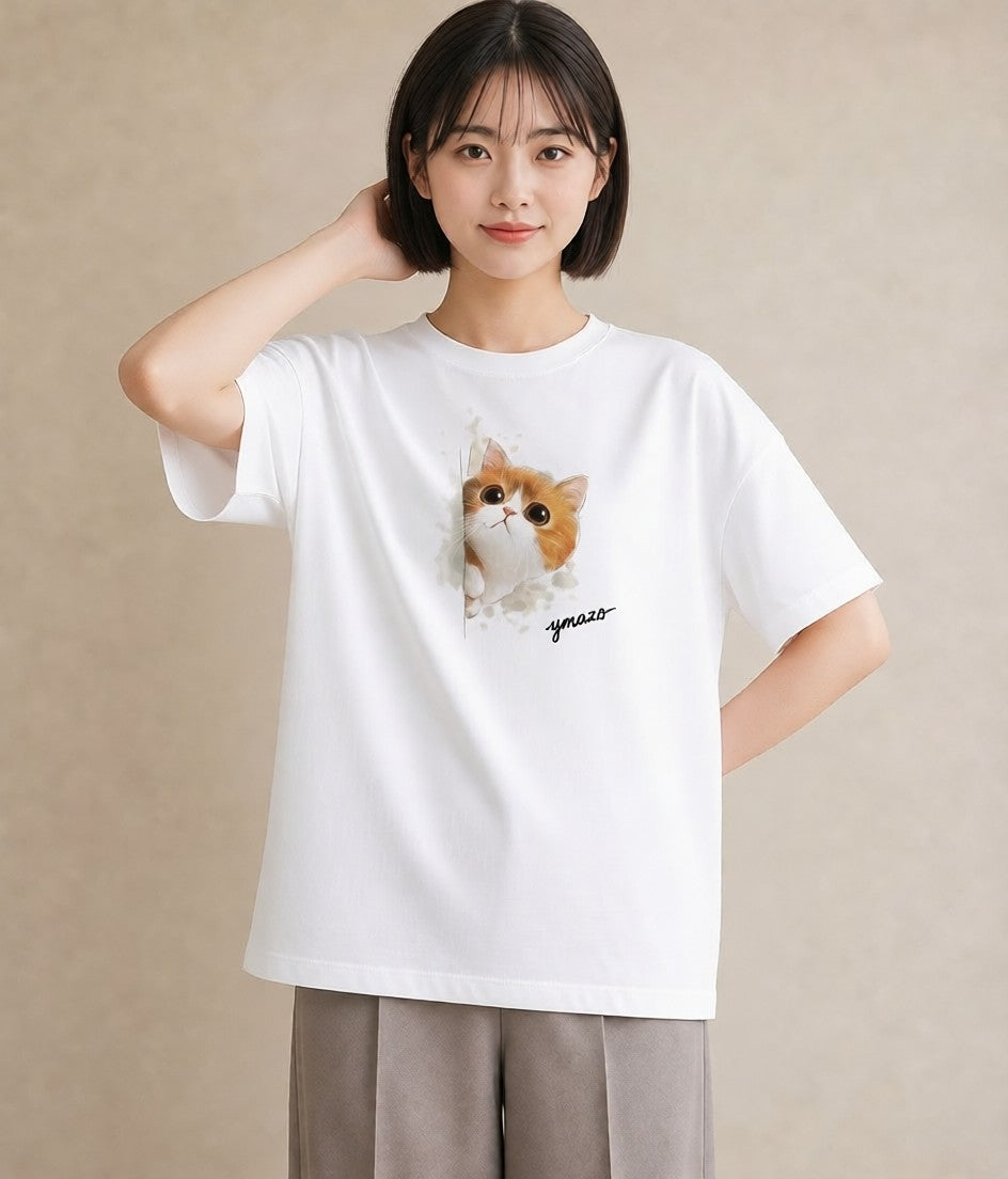 Tシャツ レディース ねこ 猫 ネコ イラスト ヴィンテージ風 春コーデ 姉妹 白T YMAZO