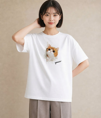Tシャツ レディース ねこ 猫 ネコ イラスト ヴィンテージ風 春コーデ 姉妹 白T YMAZO