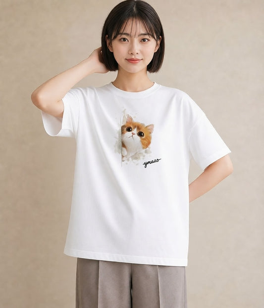 Tシャツ レディース ねこ 猫 ネコ イラスト ヴィンテージ風 春コーデ 姉妹 白T YMAZO