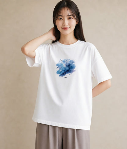Tシャツ レディース 魚座 星空 宇宙 イラスト 抜け感 社会人 女性 白T YMAZO