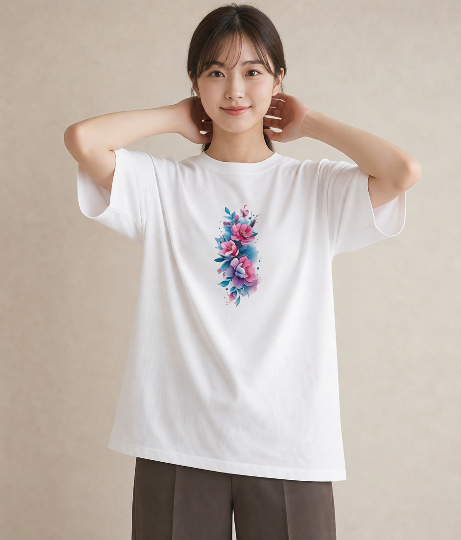 デザインTシャツ レディース あさがお 朝顔 花 花柄 イラスト カジュアル ホワイトデー 春服 白T