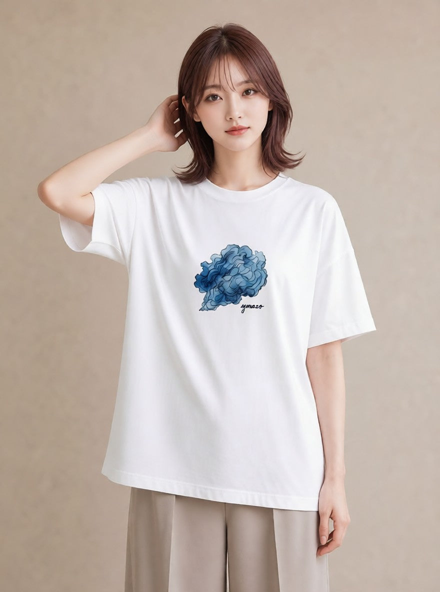 半袖Tシャツ レディース 蟹座 星空 宇宙 イラスト 淡色 クリスマス 旅行 白T YMAZO