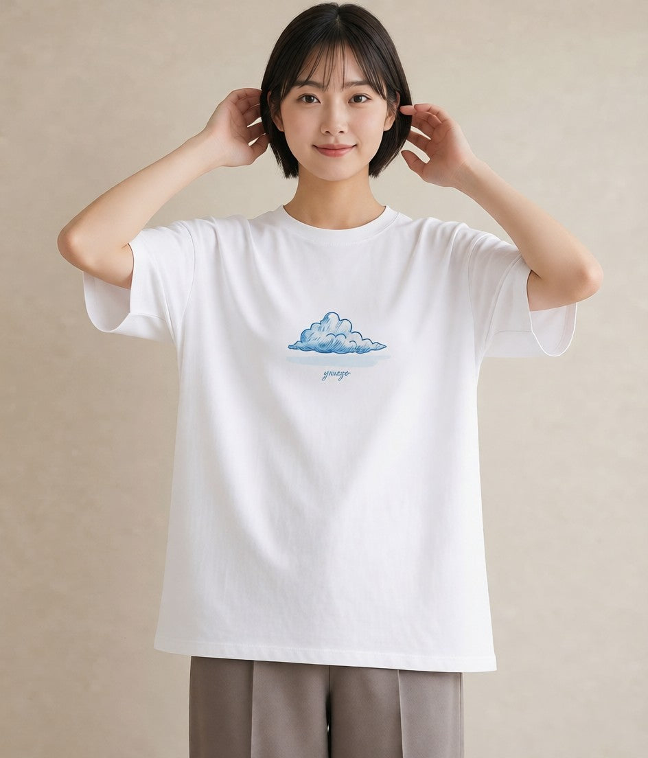 Tシャツ レディース 窓辺の雨 雨の日 窓 ナチュラル アンティーク イラスト 旅行コーデ カジュアルコーデ 買い物 白T YMAZO