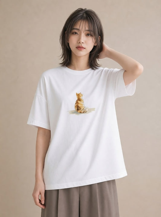 デザインTシャツ レディース 愛猫 猫 ねこ イラスト モード 秋コーデ おしゃれギフト 白T YMAZO