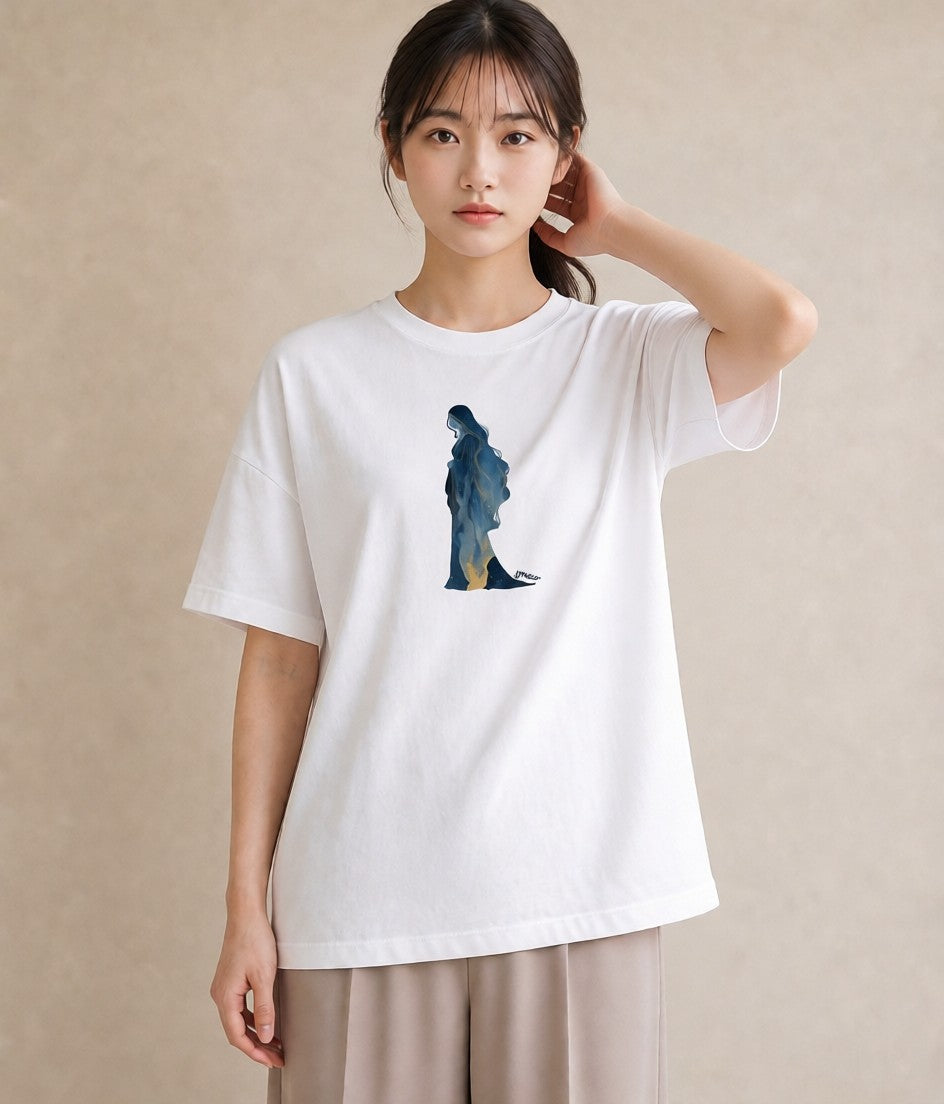 Tシャツ レディース 乙女座 星空 宇宙 イラスト 綿100 デート 白T YMAZO