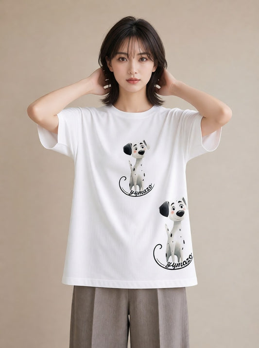 グラフィックTシャツ レディース 犬好き 犬 いぬ イラスト 北欧風 誕生日プレゼント 綿100 白T