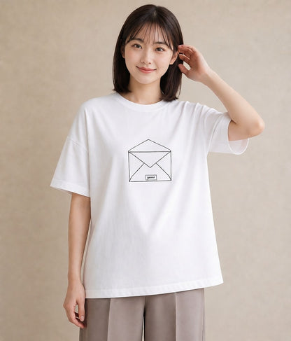 半袖Tシャツ レディース 封蝋 手紙 アンティーク ナチュラル イラスト 母の日 ビーチ 白T YMAZO