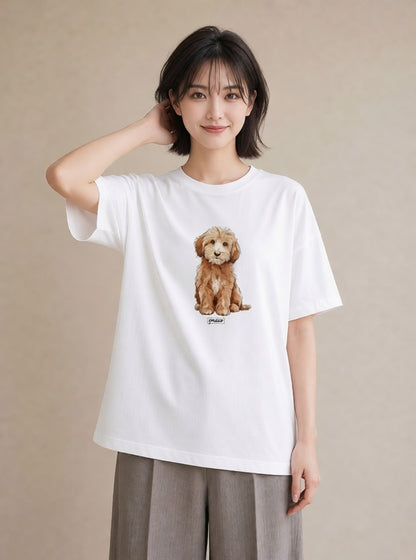 半袖Tシャツ レディース わんこ 犬 いぬ イラスト ガーリー 旅行 母娘コーデ 白T YMAZO