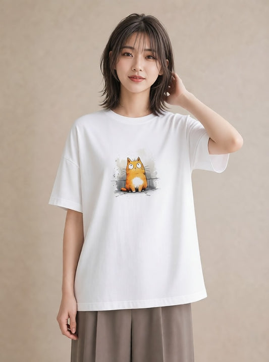 半袖Tシャツ レディース マンチカン 猫 ねこ イラスト ユニーク 春コーデ 姉妹 白T YMAZO