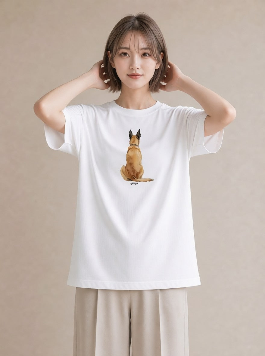 グラフィックTシャツ レディース アビシニアン 猫 ねこ イラスト きれいめ 帰省 ラフ 白T YMAZO