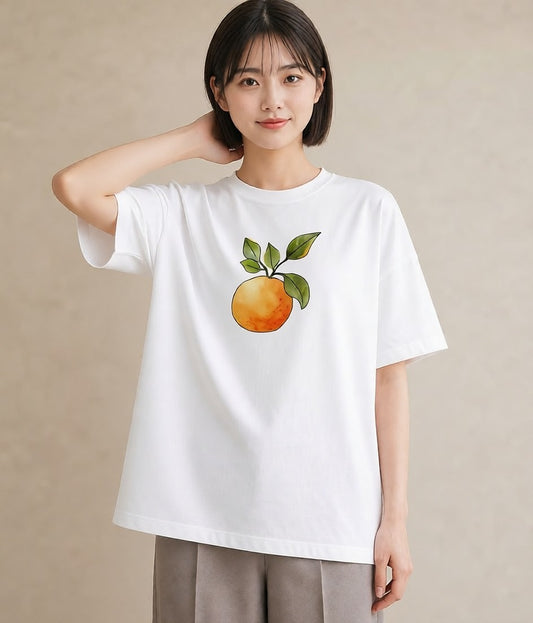 デザインTシャツ レディース もも 食べ物 フード イラスト ミニマル ママ カフェ服 白T YMAZO